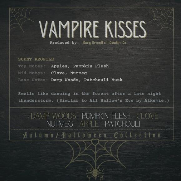 Vampire Kisses Wickless Candle: Damp Woods Pumpkin Flesh Apple Patchouli Scent - Picture 2 of 8